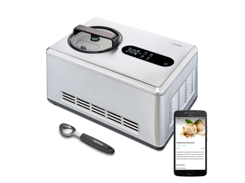 MEDION MD 12170, Glassmaskin med kompressor, 2 l, 1 hoar, Rostfritt stål, 60 min, Rostfritt stål | Köksapparater - Juice, is och vatten - Ismaskiner | GameStuff