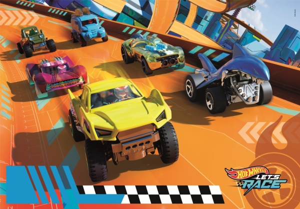 Clementoni Puslespil - Hotwheels - Super Color - Maxi - 104 Brikker