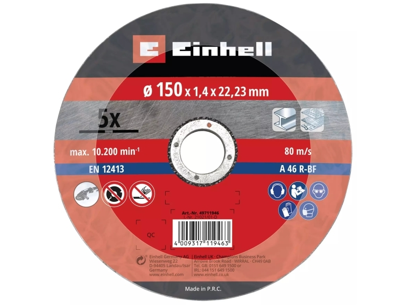 Einhell 49711946, Skæreskive, Metal, Rør, Metalplader, Rustfrit stål, Einhell, 2,22 cm, 15 cm, 1,4 mm