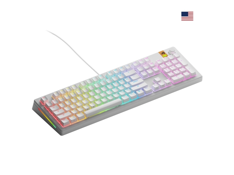 Glorious Gaming GMMK 3 HE 100% Prebuilt, Ledningsført, USB, Mekanisk, QWERTY, RGB LED, Hvid