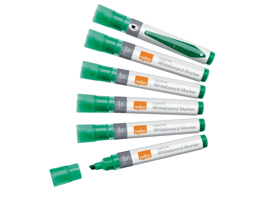Nobo whiteboard marker skrå spids 4 mm hurtigttørrende blæk, pakke/10 stk. Grøn