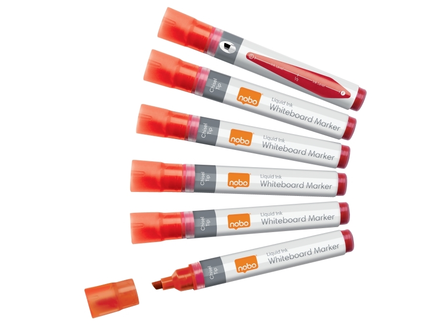 Nobo whiteboard marker skrå spids 4 mm hurtigttørrende blæk, pakke/10 stk. Rød