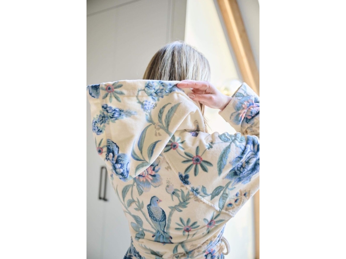 Pip Studio Secret Garden Bathrobe Whiteblue Xl