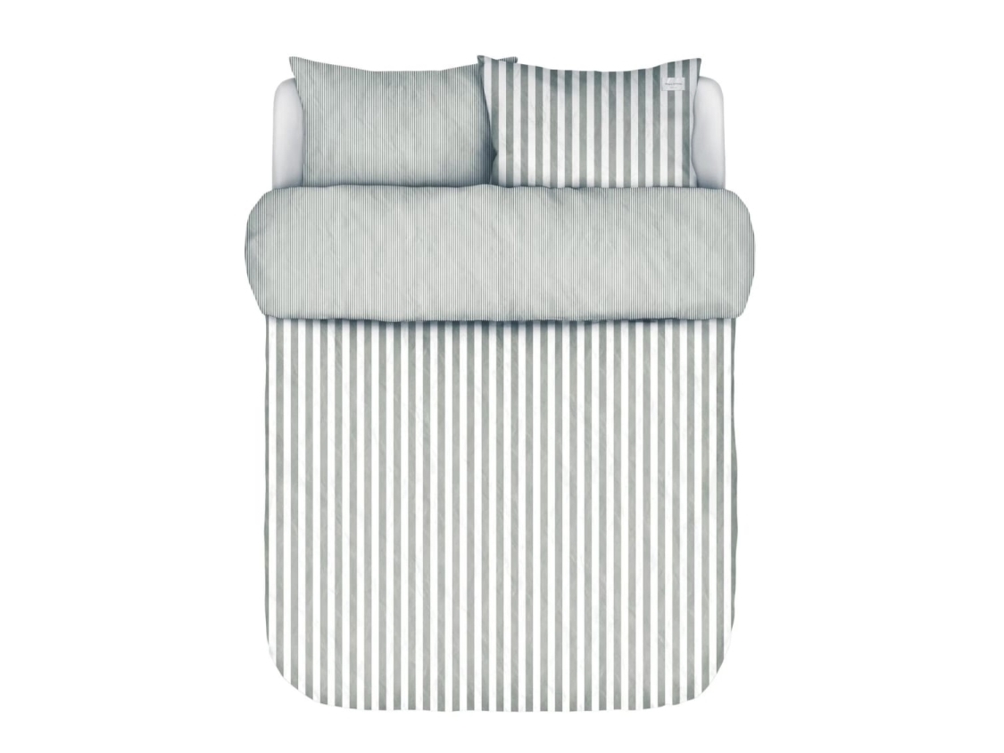 Stribet sengetøj 140x220 cm - Mikkeli grey - 2 i 1 design - Sengesæt i 100% Enzymvasket bomuld - Marc O'Polo