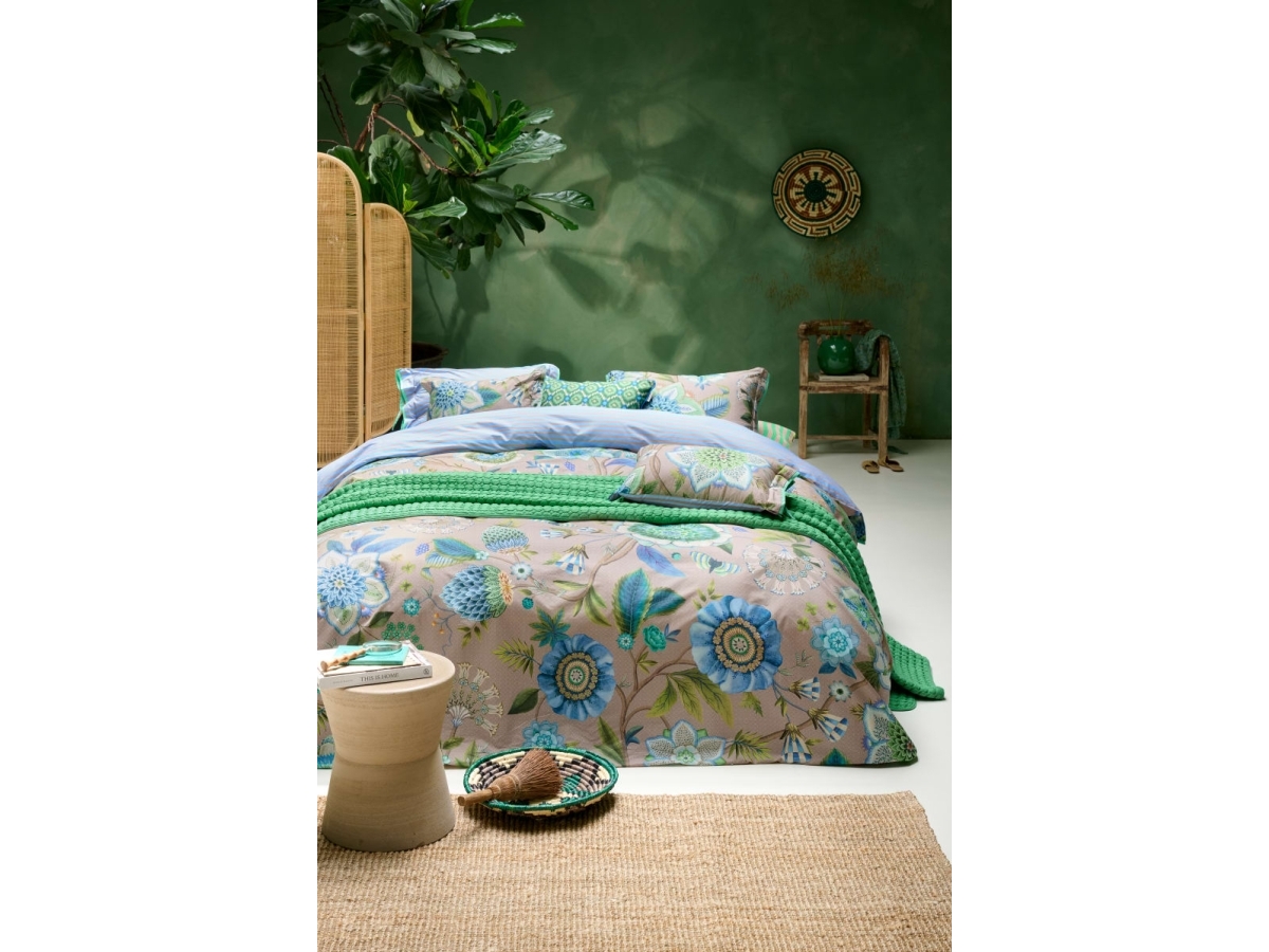 Blomstret sengetøj 140x220 cm - Blåt vendbart sengesæt i 100% blød bomuld - Viva La Vida Blue - Pip Studio sengelinned