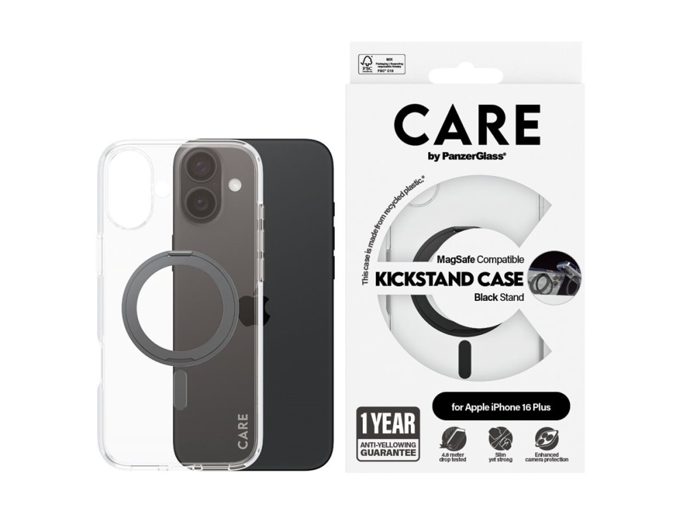 Panzerglass Care By Case Transparent M. Schwarz Kickstand & Magsafe Iphone 16 Plus, Cover, Apple, Apple - Iphone 16 Plus, Schwarz