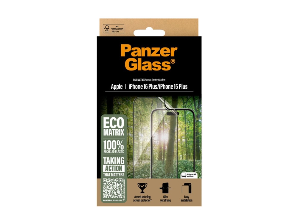 Panzerglass Eco Matrix Displayschutz Iphone 16 Plus | 15 Plus | Ultra-Wide Fit, Apple, Apple - Iphone 16 Plus, Apple - Iphone 15 Plus, Trockene Anw