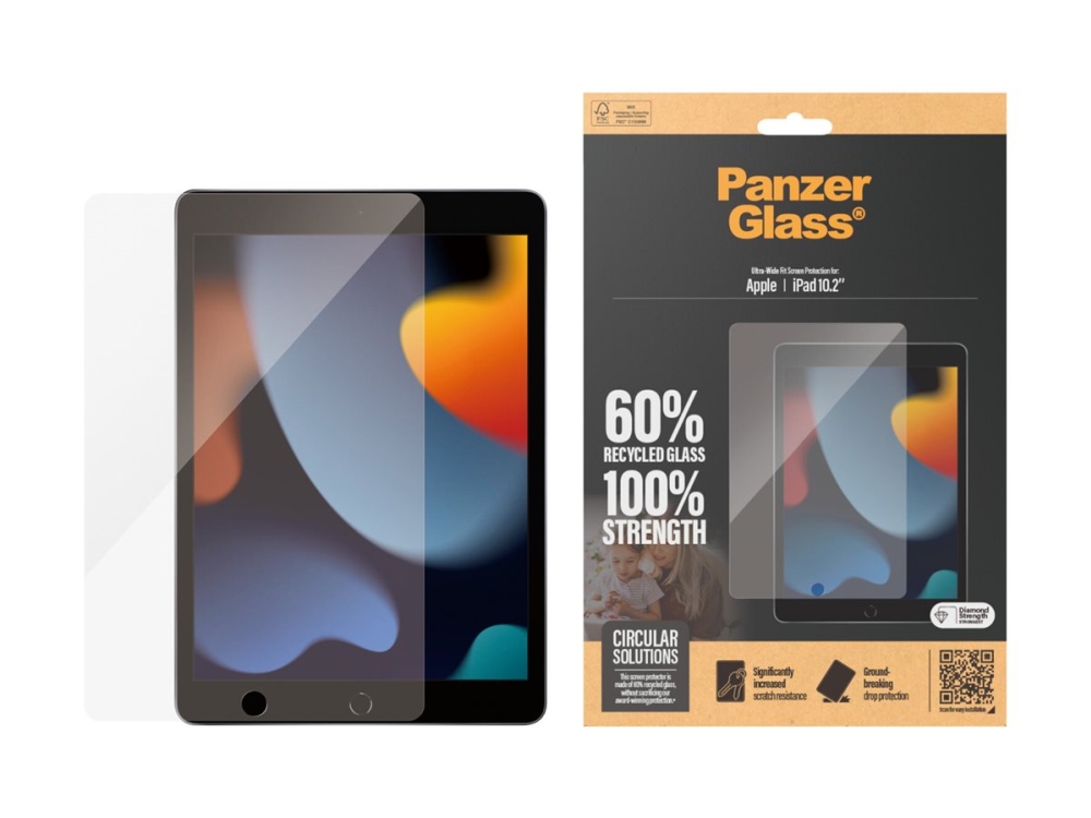 Panzerglass - Skærmbeskytter For Tablet - Ultrabred Pasform - Glas - For Apple 10.2-Inch Ipad (7. Generation, 8. Generation, 9. Generation)