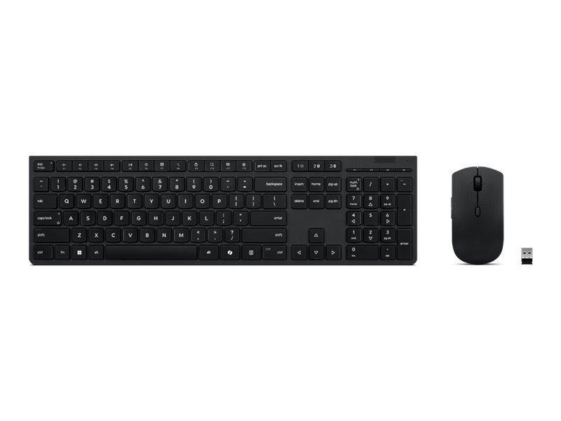 Lenovo Professional - Sæt Med Mus Og Tastatur - Trådløs - 2.4 Ghz, Bluetooth - Qwerty - Amk. Engelsk - Grå - Brun Kasse