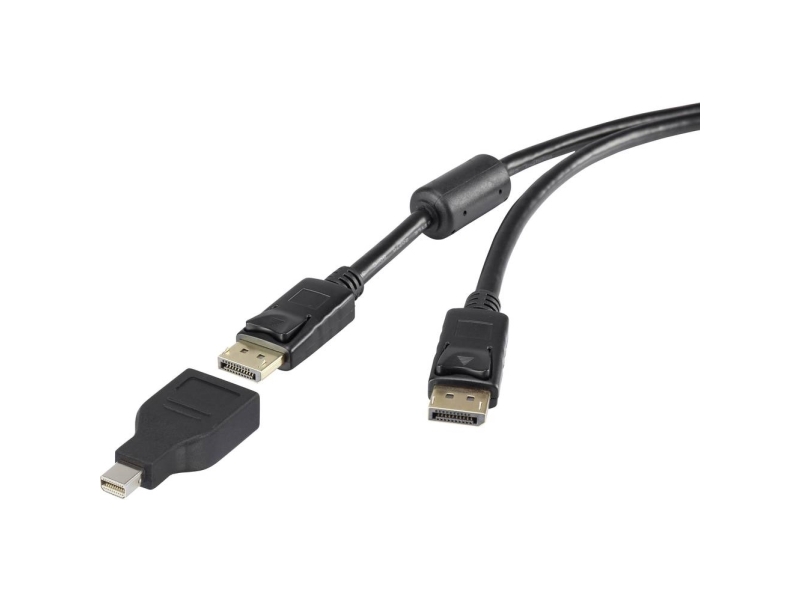 Renkforce Mini Displayport / Displayport Adapterkabel Mini Displayport Stecker, Displayport Stecker 1,80 M Schwarz Rf-3424506 Vergoldete Stecker, Mit
