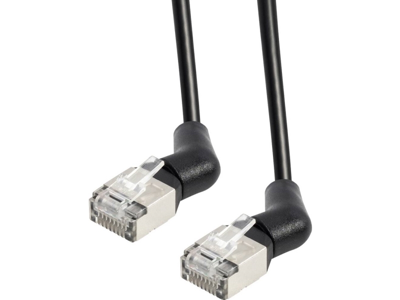 Maxtrack Ti53-1,5L Rj45 Netværkskabel, Patchkabel 10 Gbit/S, Cat 6A U/Ftp 1.5 M Sort Stikkontakt, Der Kan Drejes 360° 1 Stk