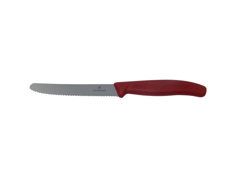 Victorinox Swiss Classic pølse-/tomatkniv, tandet 11 cm Rød