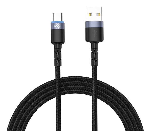 Tellur Data Cable, Usb To Type-C, Led, Nylon Braided, 1.2M Black