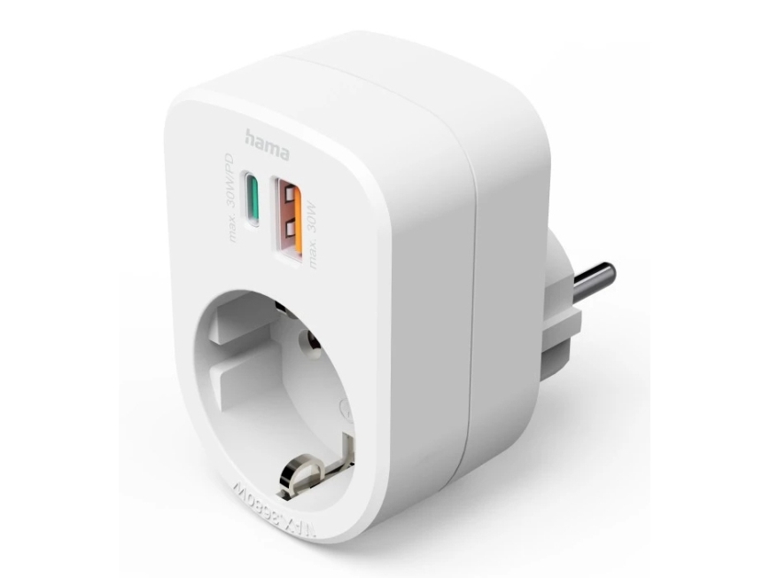 Hama 00223343, Indendørs, Type F (Cee 7/4), Lige, Plast, Hvid, Power Delivery, Power Delivery 2.0, Power Delivery 3.0