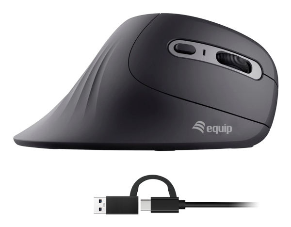 Equip 245119, Rechts, Vertikale Ausführung, Optisch, Usb Type-A + Usb Type-C, 7200 Dpi, Schwarz