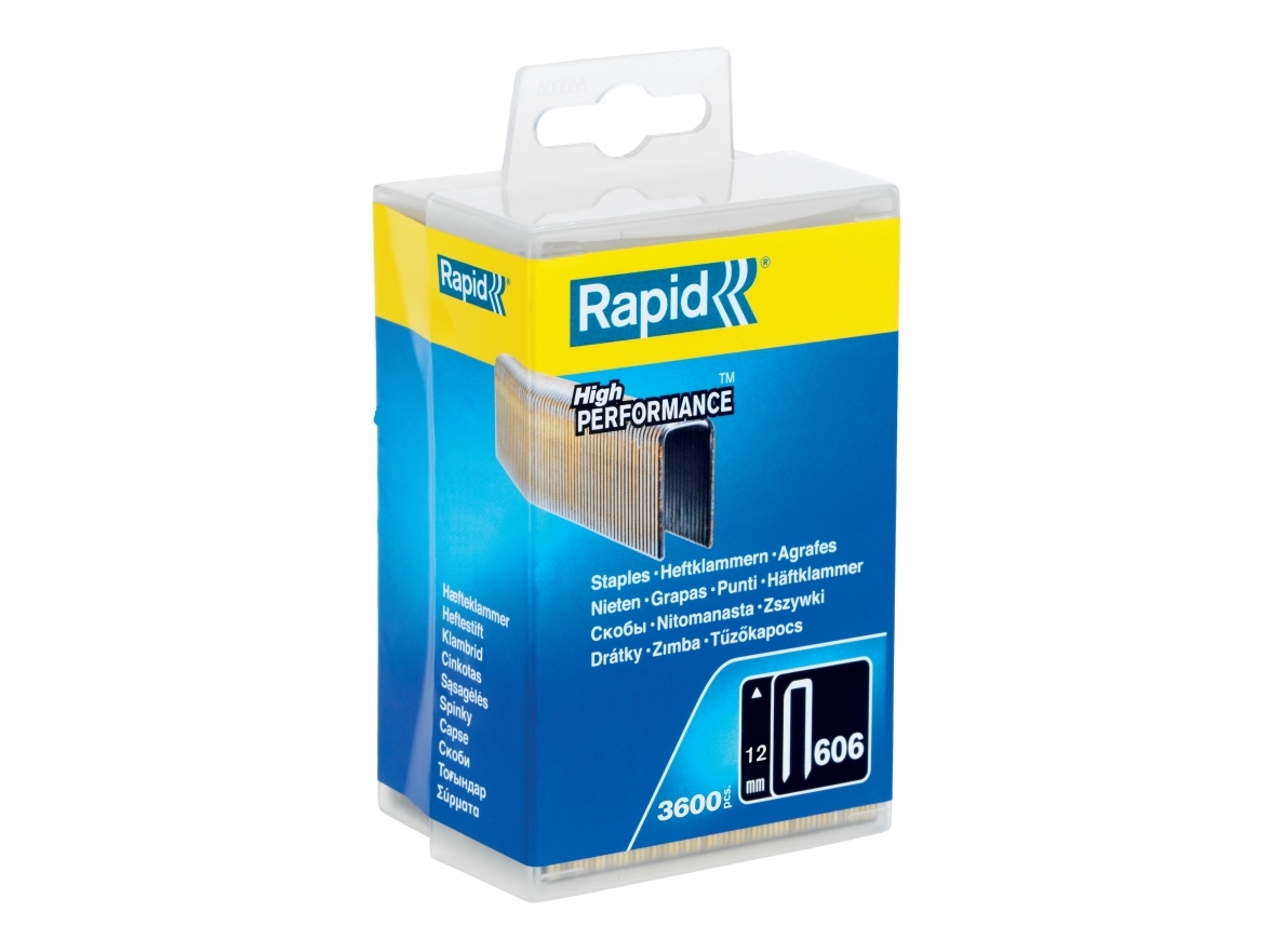 Stifter 606/12 3600stk 6,0x1,1mm, svart, plastemballasje, Rapid