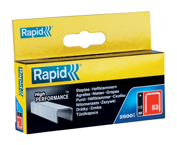 Rapid 11859625, Hæftepakker, 1,2 cm, Mærkning, 2500 hæfteklammer, Metallic, Rapid