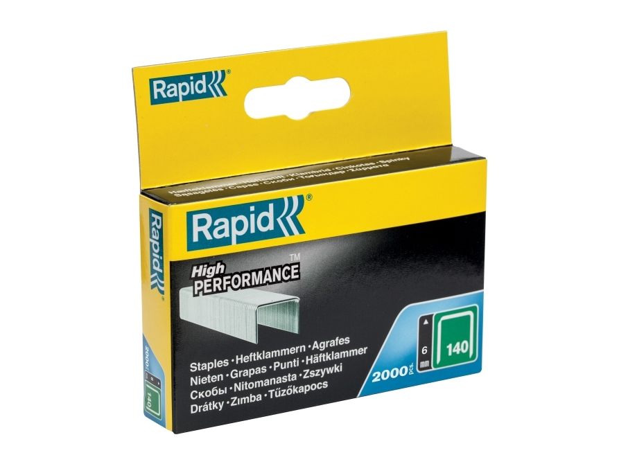Rapid Nr. 140 bredtrådshæfteklammer 6 mm, Hæftepakker, 6 mm, 2000 hæfteklammer, Metallic, Rapid, R14, R34, R44, R64, ALU740, ALU840, ALU940, R11, R311, E-tac, ESN114, PS111