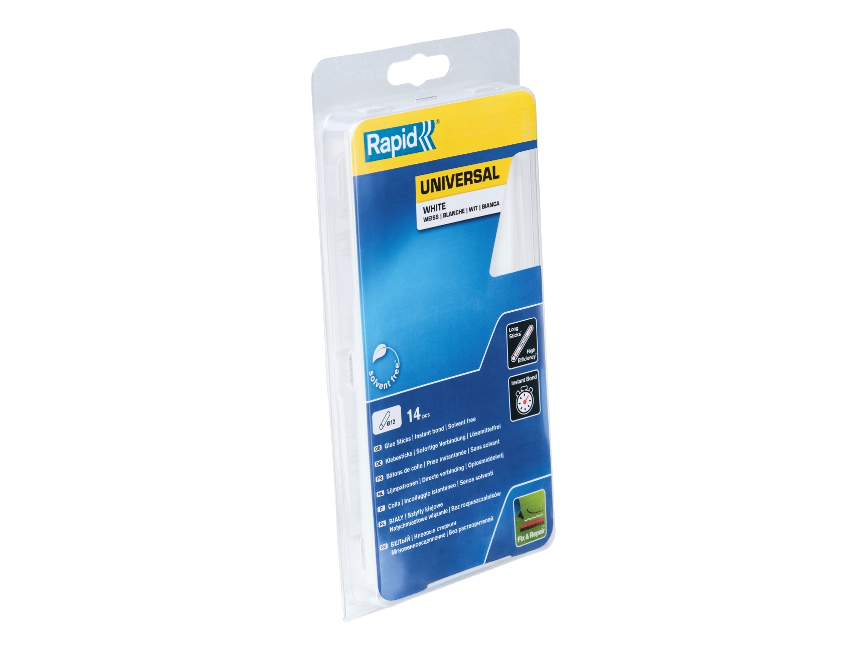 Rapid 12 mm hvid limpatron, 14 stk, Blister, 300 g, 245 mm, 120 mm, 24 mm