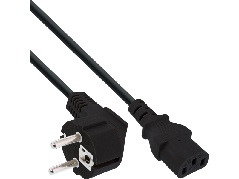 Inline 15 Bulk Pack Netkabel Med Beskyttende Kontakt Vinklet Til Iec-Stik C13 - Kabel - Strøm/Strømforsyning - 5 M - Vde (B-16655)