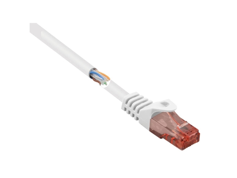 Renkforce Rj45 Netværkskabel, Patchkabel Cat 6 U/Utp 0.50 M Hvid Med Låsebeskyttelse, Halogenfri 1 Stk