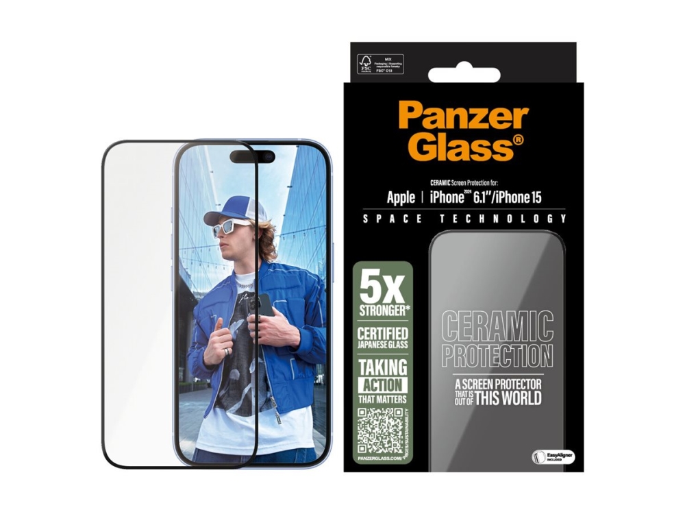 Panzerglass Ceramic Displayschutz Iphone 16 | 15 | Ultra-Wide Fit M. Easyaligner, Apple, Apple - Iphone 16, Apple - Iphone 15, Trockene Anwendung,