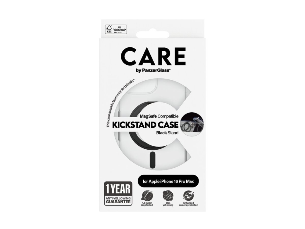 Panzerglass Care By Case Transparent M. Schwarz Kickstand & Magsafe Iphone 16 Pro Max, Cover, Apple, Apple - Iphone 16 Pro Max, Schwarz