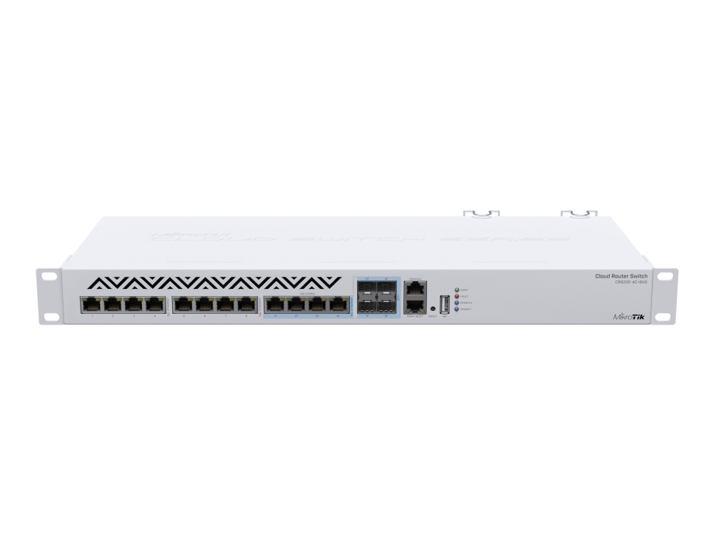 Mikrotik Crs312-4C+8Xg-Rm. Switchniveau: L3. Grundlæggende Switching Rj-45 Ethernet-Porte Type: 10G Ethernet (100/1000/10000), Antal Grundlæggende Sw