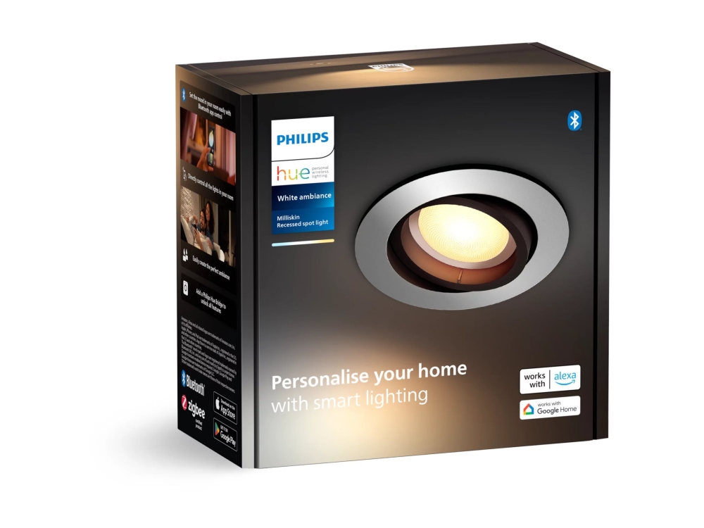 Philips Hue White Ambiance Milliskin - Indlejret Spotlys - Led-Lyspære - Gu10 - 5 W - Klasse G - 2200-6500 K - Aluminium