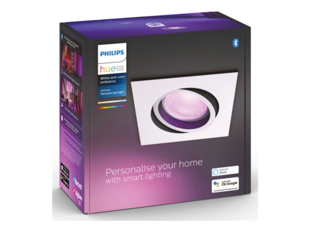Philips Hue White and Color Ambiance Centura - Infälld spotlight - LED-spotlight - GU10 - 5.7 W - 16 miljoner färger/varmt till kallt vitt ljus - vit | Smarta hem - Philips Hue lampor - Spotlight Infällda | GameStuff