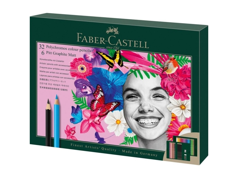 Faber-Castell Polychromos & Pitt Graphite Matt Set, Flerfarvet, 38 stk