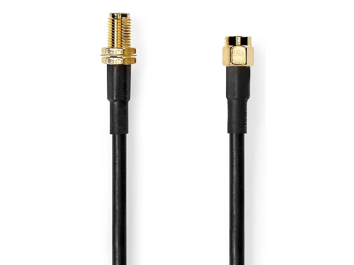 Nedis antennijohto | SMA uros | SMA naaras | 5,00 m kullattu | 50 Ohm | Kaksoissuojattu | Pyöreä | PVC | Musta | Etiketti | Label