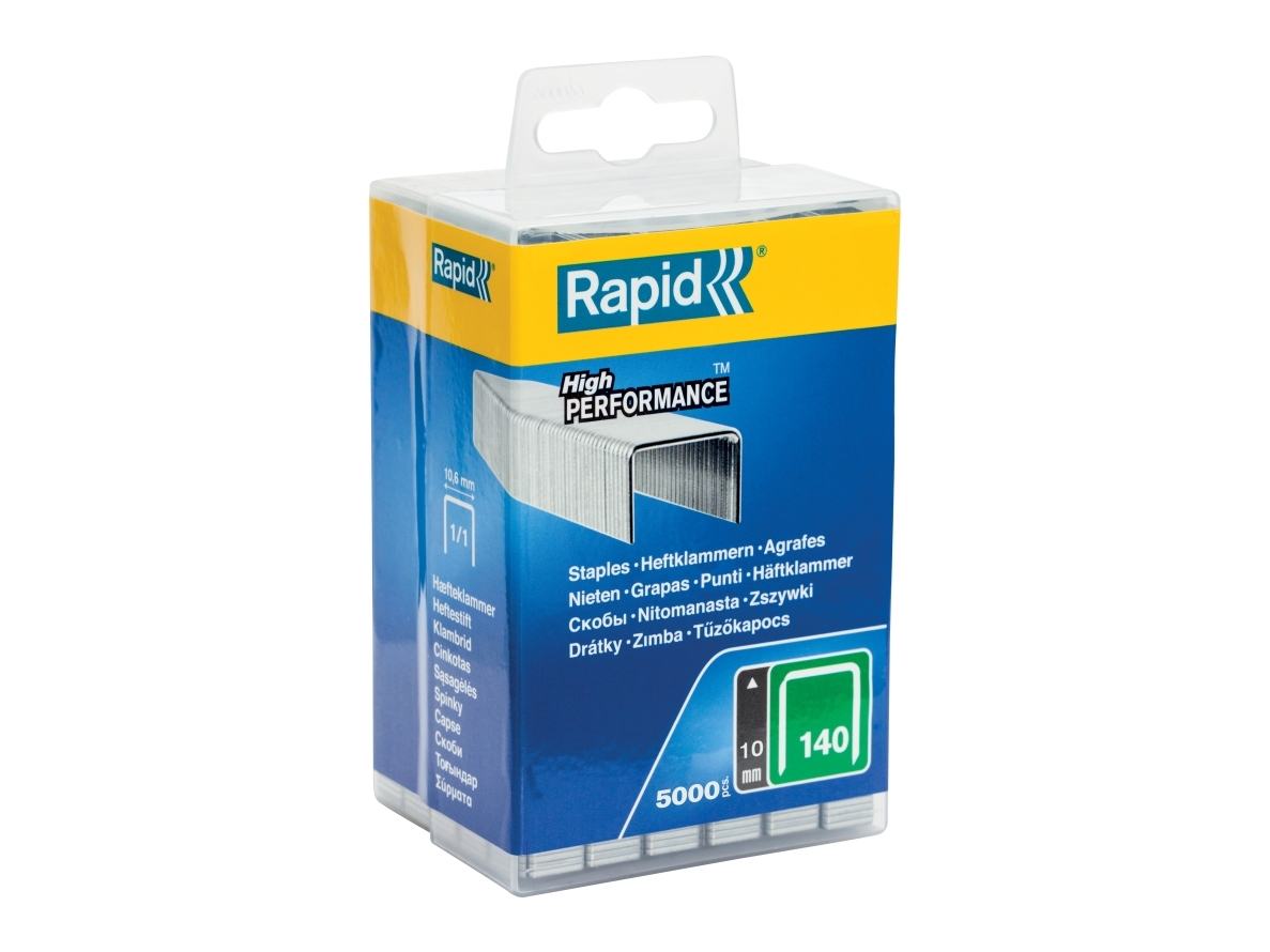 Rapid Nr. 140 bredtrådshæfteklammer 10 mm, Hæftepakker, 1 cm, 5000 hæfteklammer, Beslag, Metallic, Gulvtæppe