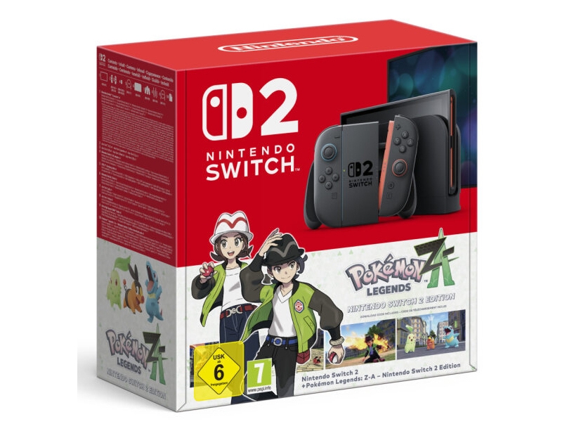 Nintendo Switch 2 + Pokémon Legends: Z-A: Switch 2 Edition, Nintendo Switch 2, musta, Analoginen/Digitaalinen, D-pad, Kotipainike, Valikkopainike, Virtapainike, Painikkeet, LCD