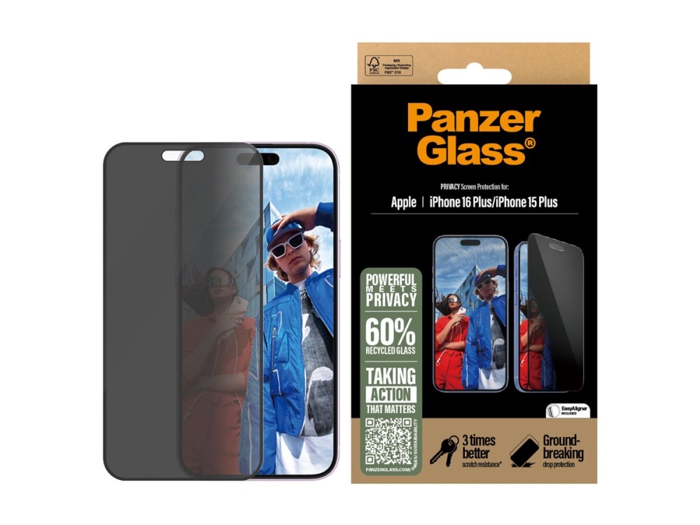 Panzerglass Privacy Displayschutz Iphone 16 Plus | 15 Plus | Ultra-Wide Fit M. Easyaligner, Apple, Apple - Iphone 16 Plus, Apple - Iphone 15 Plus,