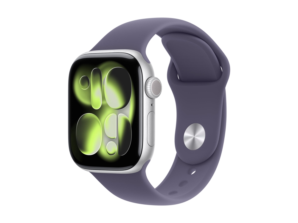 Apple Watch Series 11&nbsp;GPS + Cellular 42mm Silver Aluminium Case with Purple Fog Sport Band - M/L