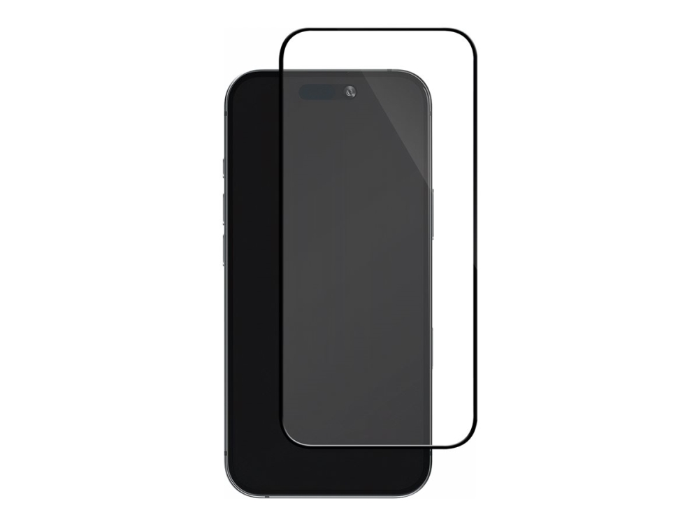 DELTACO - Skærmbeskytter for mobiltelefon - fuld pasform - glas - rammefarve sort - for Apple iPhone 16 Pro, 17, 17 Pro
