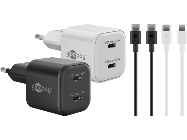 35 W Twin Power Set 2X Usb-C-Opladere , 2X Usb-C-Kabler