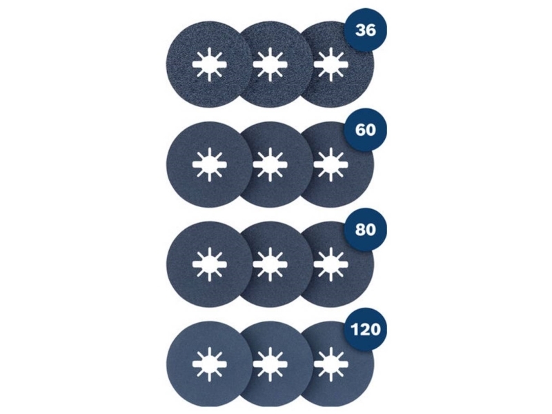 Bosch Accessories 2607012056 Fiberplade Diameter 115 Mm Kornstørrelse=36, 60, 80, 120 1 Set