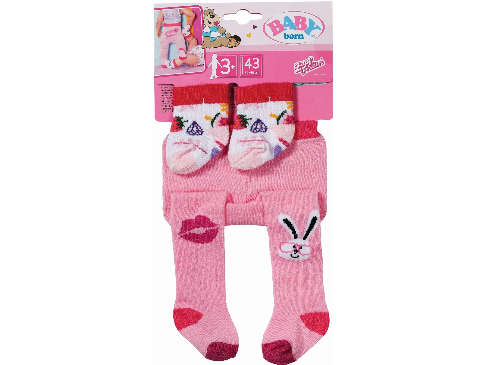 Baby Born Tights & Socks, 2 Ass. 43Cm Assorteret