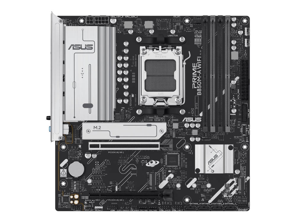 Asus Prime B850m-A Wifi - Motherboard - Micro Atx - Sockel Am5 - Amd B850 Chipsatz - Usb 3.2 Gen 2, Usb 3.2 Gen 1, Usb-C 3.2 Gen 1 - Wi-Fi 6E, Blueto