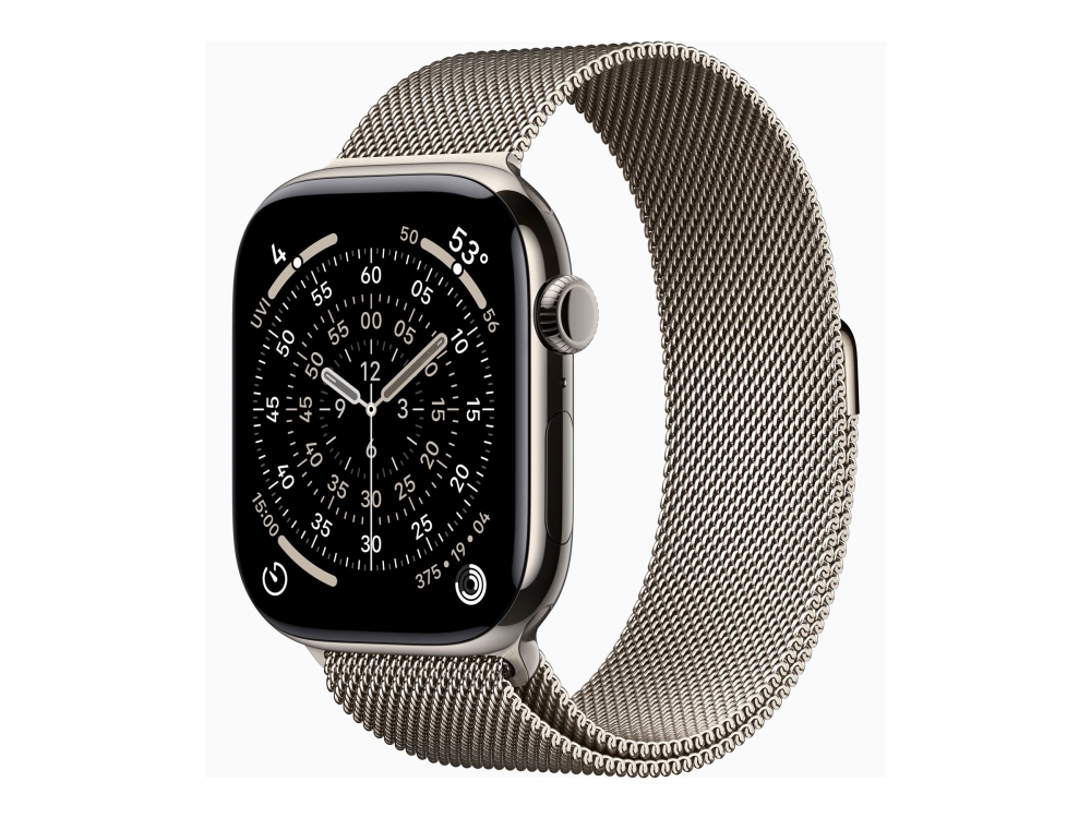 Apple Watch Series 11&nbsp;GPS + Cellular 46mm&nbsp;Natural Titanium Case with Natural Milanese Loop - S/M