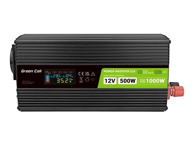 Green Cell - DC-AC-omriktare - DC 12 V - 500 Watt - utgångskontakter: 1 - svart | Datortillbehör - Laddare & Batterier - Övriga nätaggregat | GameStuff