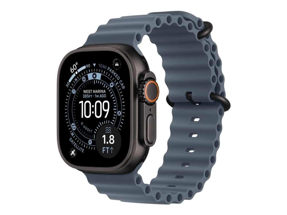 Apple - Band för smart klocka - 49 mm, svart titanfinish - 130 - 200 mm - ankare blå - för Watch Hermès Series 9, SE 3, Series 10, Series 11, Series 8, Series 9, Ultra 2, Ultra 3 | Hälsa - Pulsklockor - Tillbehör | GameStuff