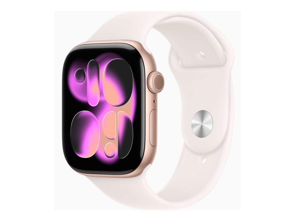 Apple Watch Series 11&nbsp;GPS + Cellular 46mm Rose Gold Aluminium Case with Light Blush Sport Band - S/M