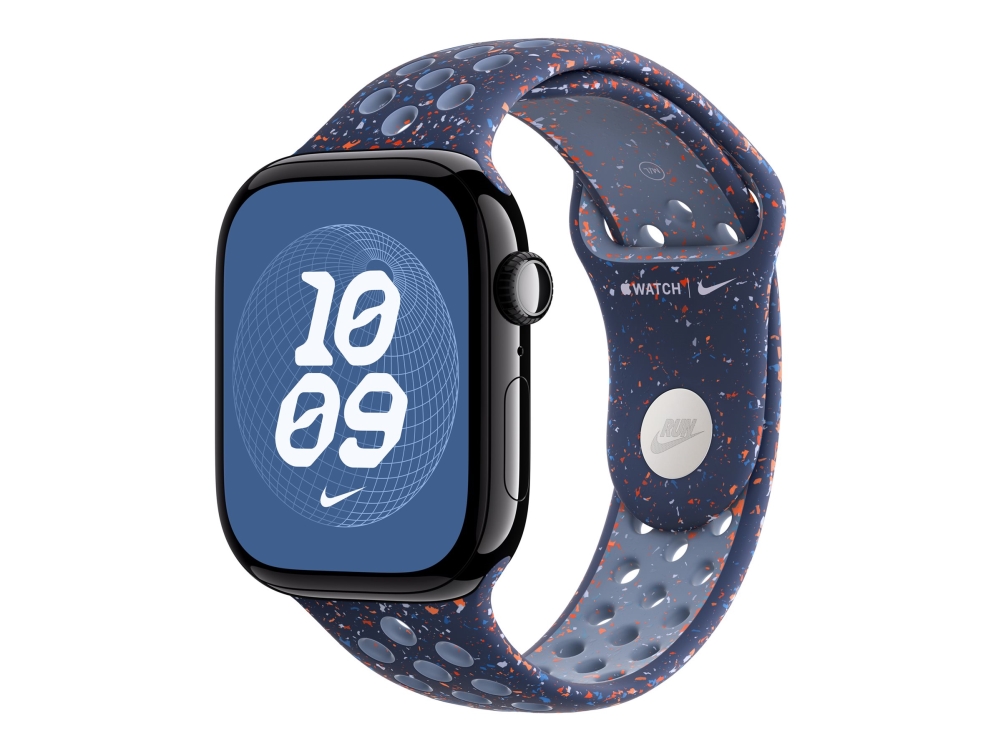 Apple Nike - Rem for smart watch - 46mm - S/M størrelse - blå bånd - for Watch Hermès Series 9, SE 3, Series 10, Series 11, Series 8, Series 9, Ultra 2, Ultra 3