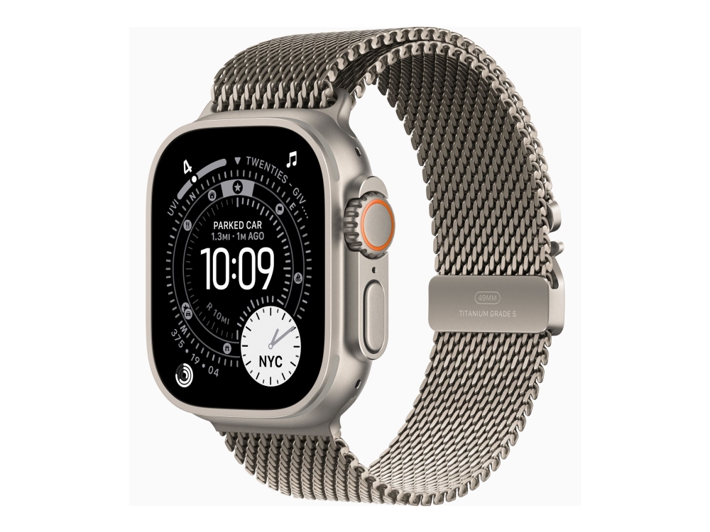 Apple Watch Ultra 3 GPS + Cellular 49mm Natural Titanium Case with Natural Titanium Milanese Loop - Medium