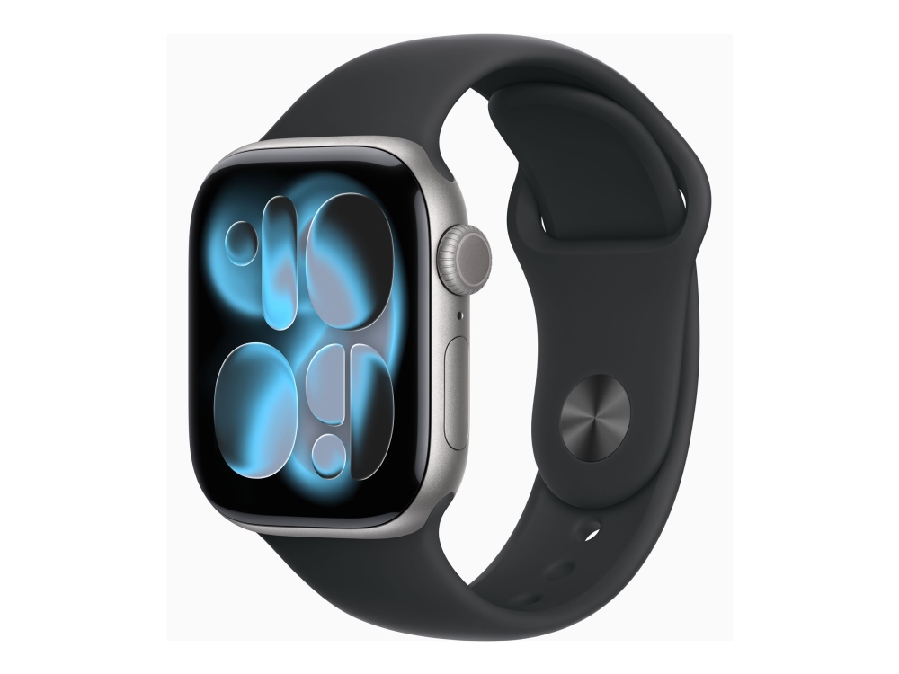 Apple Watch Series 11 GPS + Cellular 42mm Space Grey Aluminium Case with Black Sport Band - S/M