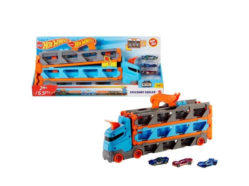 Hot Wheels City Speedway Hauler, Racerkøretøj og banesæt, 4 År, Plast, Flerfarvet