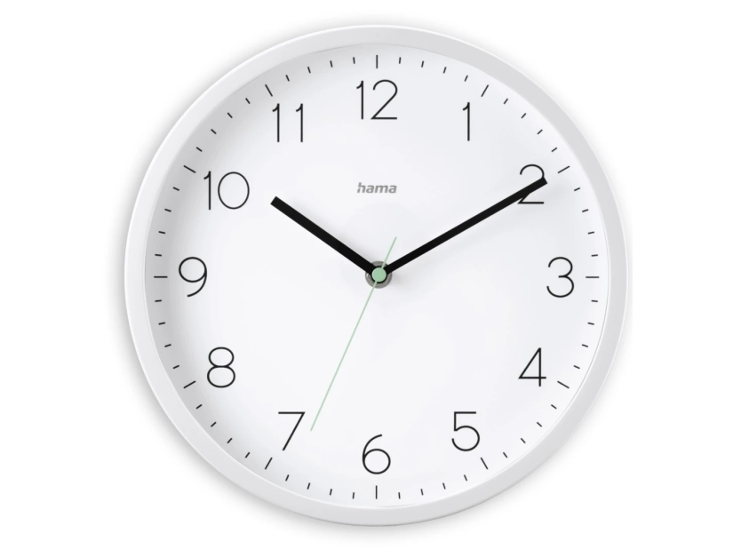 Hama Menorca, Væg, Radiostyret ur, Rund, Hvid, Plast, Glas